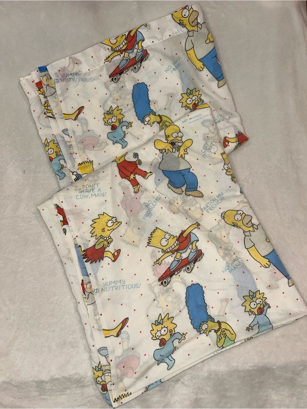 The Simpsons vintage full sheet flat 1990 Matt Groening retro craft sew fabric